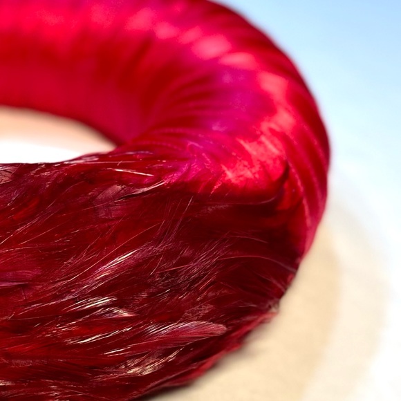 Burgundy Feathers Round Hat - Picture 6 of 6